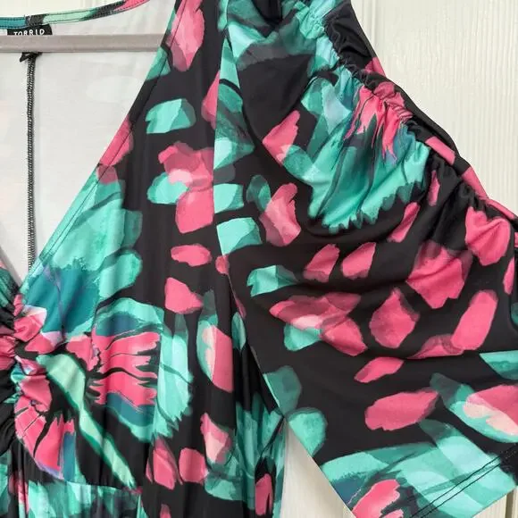 Torrid Women's Butterfly Print V-Neck With Side Pockets Dress Size 3 - Picture 5 of 16